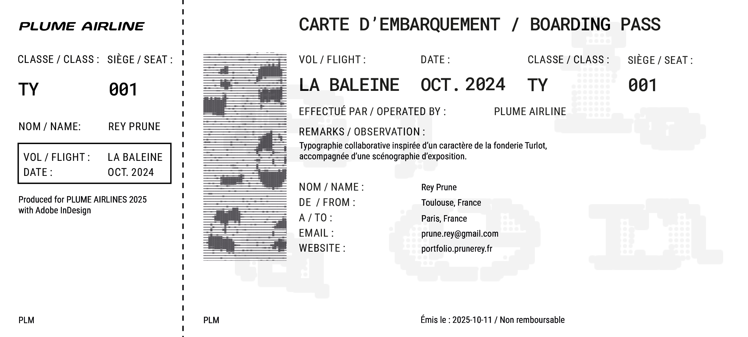 Billet d'embarquement Saphira