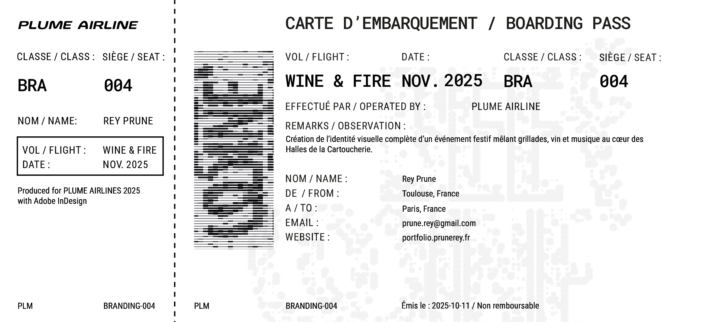 Billet d'embarquement Saphira