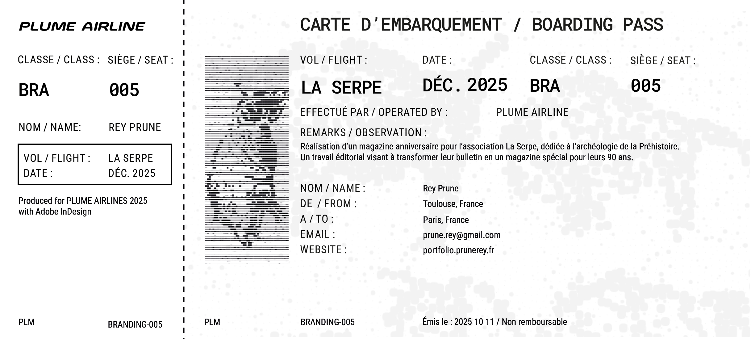 Billet d'embarquement Saphira