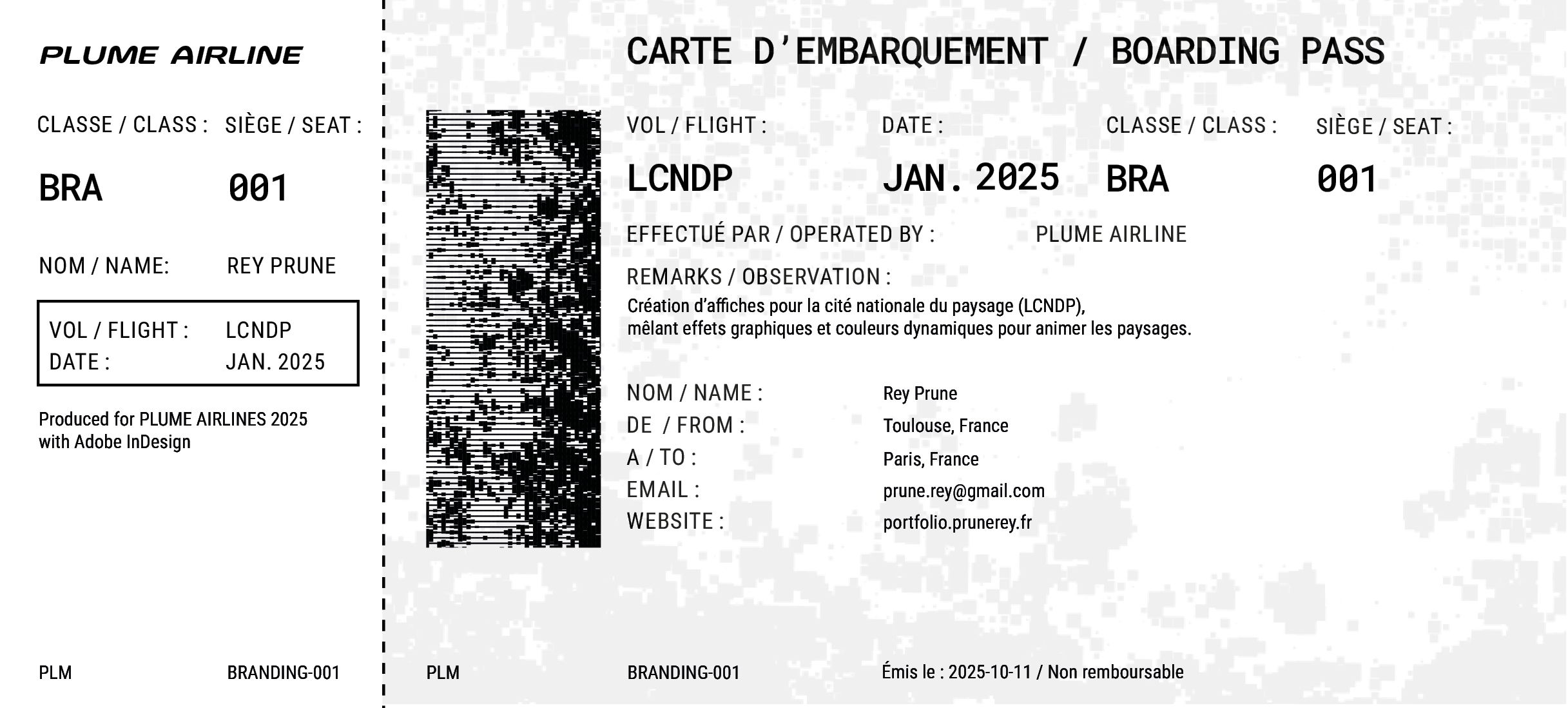 Billet d'embarquement Saphira